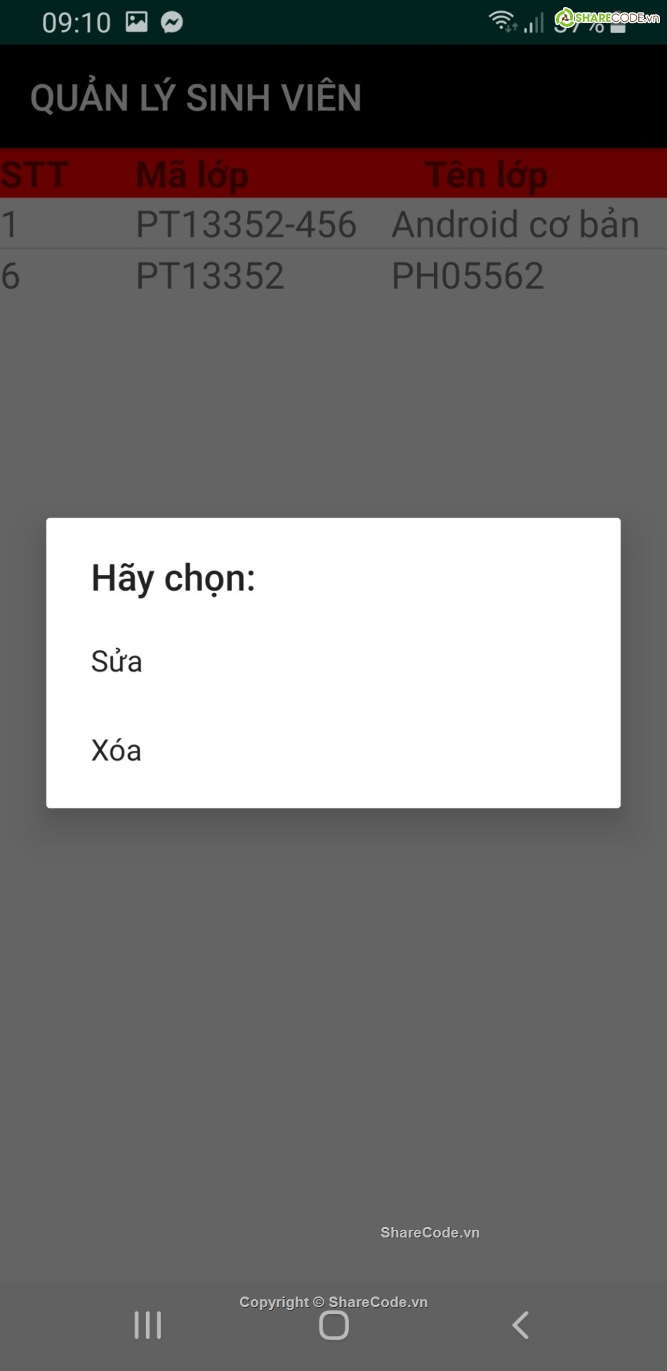 quản lý sinh viên,quản lý sinh viên android,Code android quản lý sinh viên,Code quản lý sinh viên