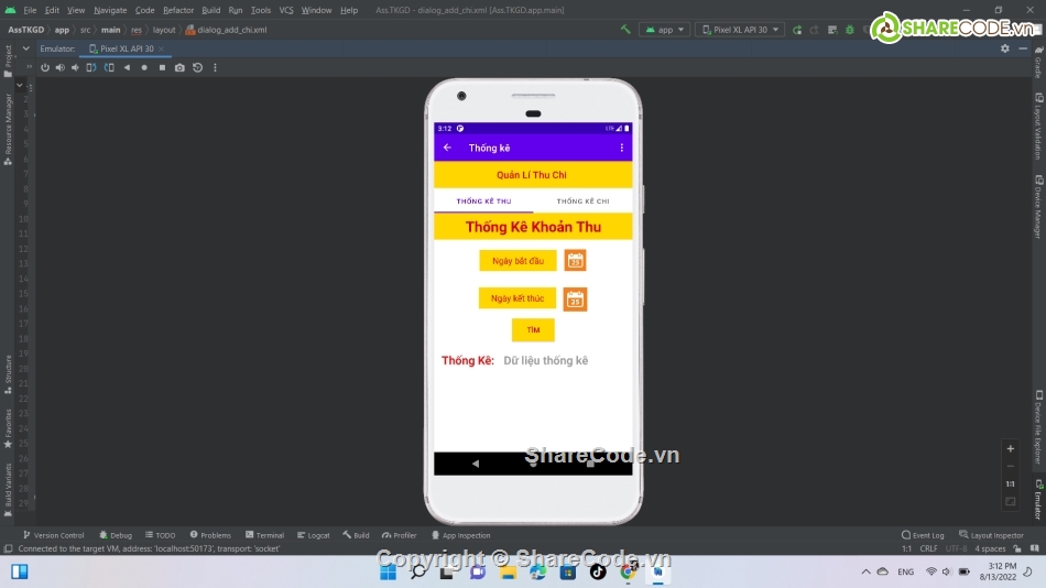 quản lý thu chi,quản lý chi tiêu cá nhân,source code quản lý thu chi,Assignment Android,fpt polytechnic