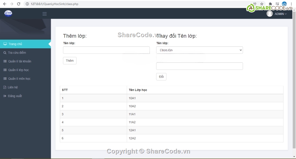 php thuần,web quản lý,bài tập lớn,web php