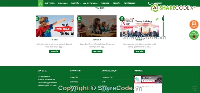 source code website,Website gia sư,website giáo dục,web giới thiệu,web trung tâm gia sư