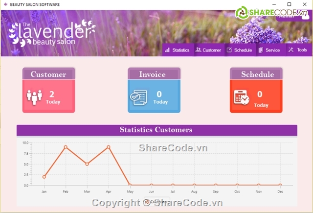 Beauty Salon Manager Java,Quản lý Salon,Schedule Salon,Quản lý thẩm mỹ viện,Lavender,Salon manager