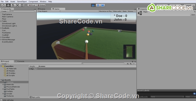 source code unity,game unity,Billards,Pool snooker,trò chơi bi a