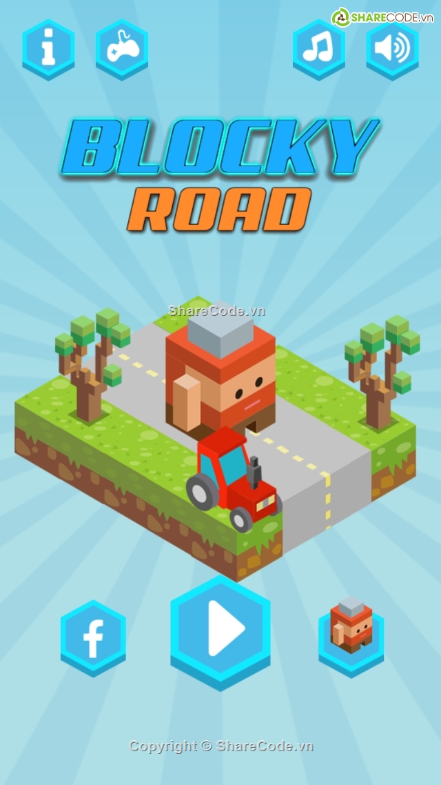 Blocky Road,source code unity,crossy unity game,vượt chướng ngại vật