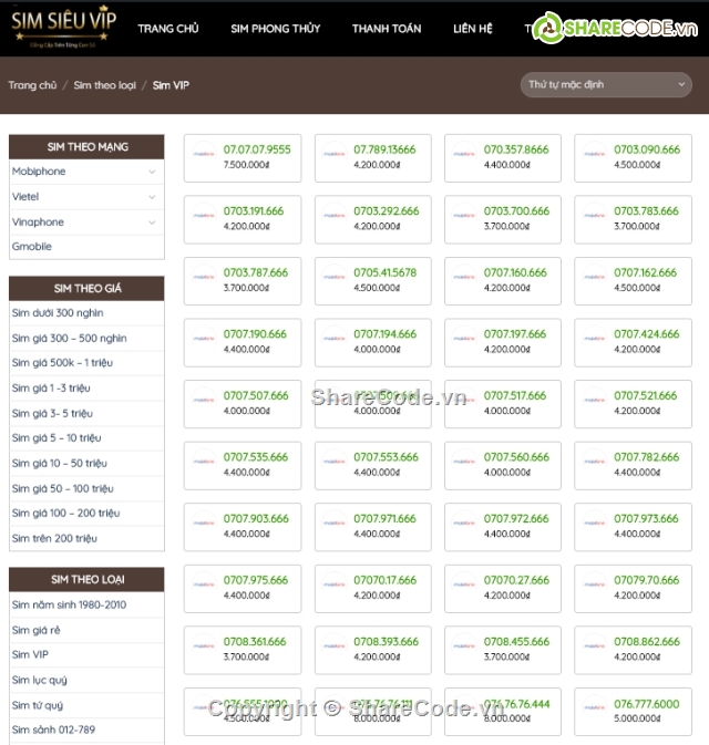 web bán sim,website bán sim số,web wordpress bán sim