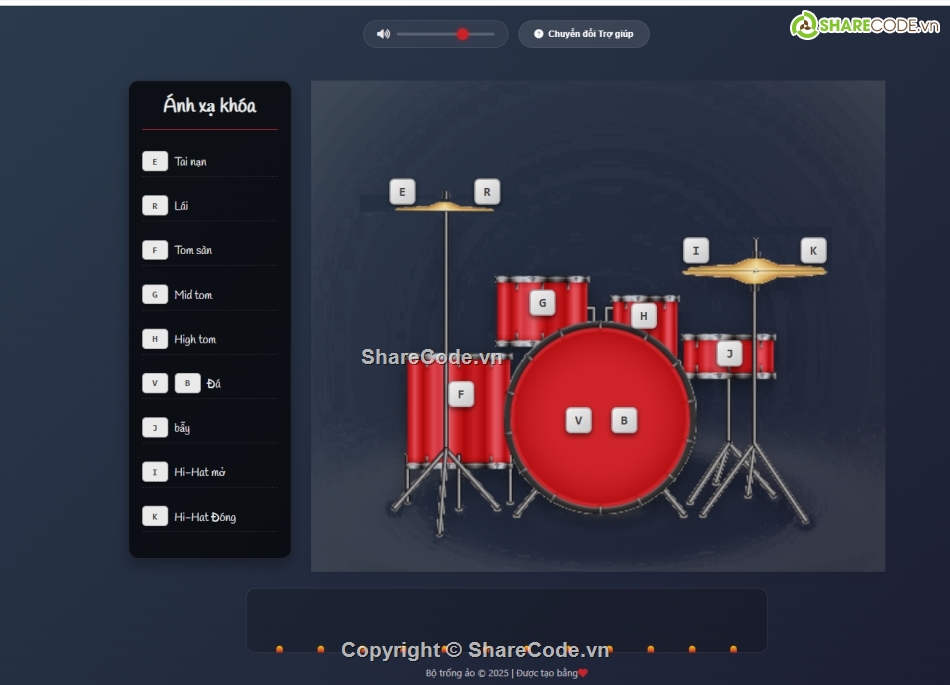 javascript,trống ảo,code dơn giản