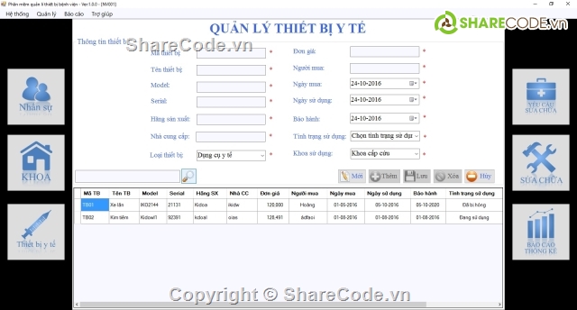 Linq,quản lý thiết bị y tế,thiết bị y tế,thiết bị bệnh viện,Phần mềm quản lý