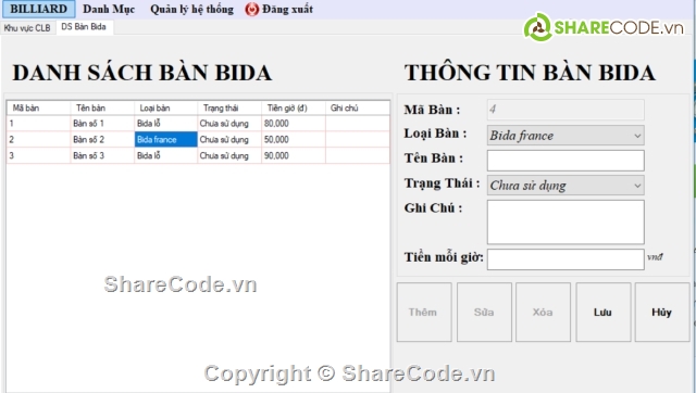 quản lý bida,quản lý quán bida,Code Quản lý bida