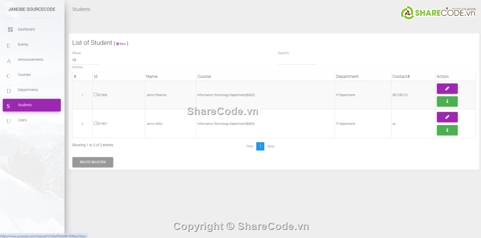 quản lý trường học,thông báo trường học,php mysql