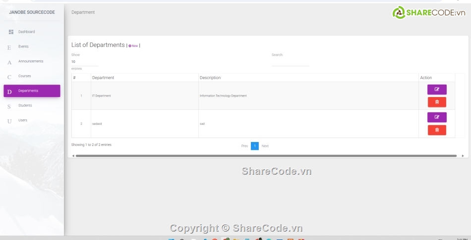 quản lý trường học,thông báo trường học,php mysql