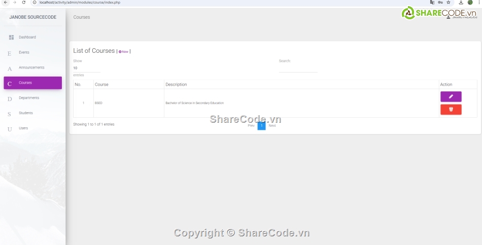 quản lý trường học,thông báo trường học,php mysql