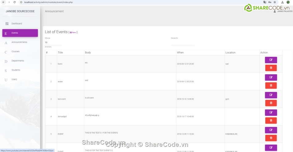 quản lý trường học,thông báo trường học,php mysql