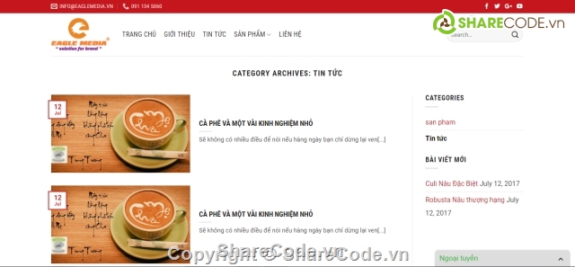 Source code Website,web bán cà phê,website bán cafe,web coffe