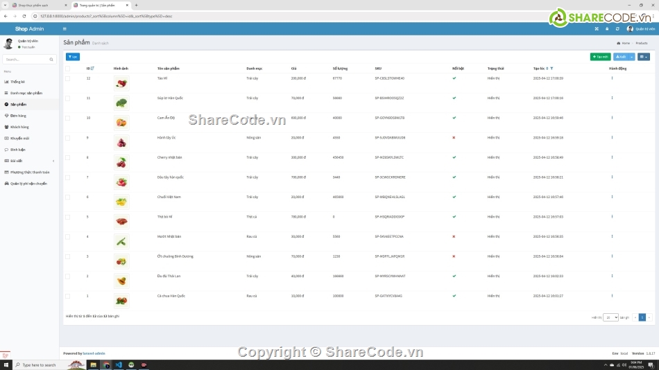 code web ẩm thực,đồ án web bán nông sản sạch,đồ án php bán rau sạch php mysql,đồ án bán thực phẩm php mysql