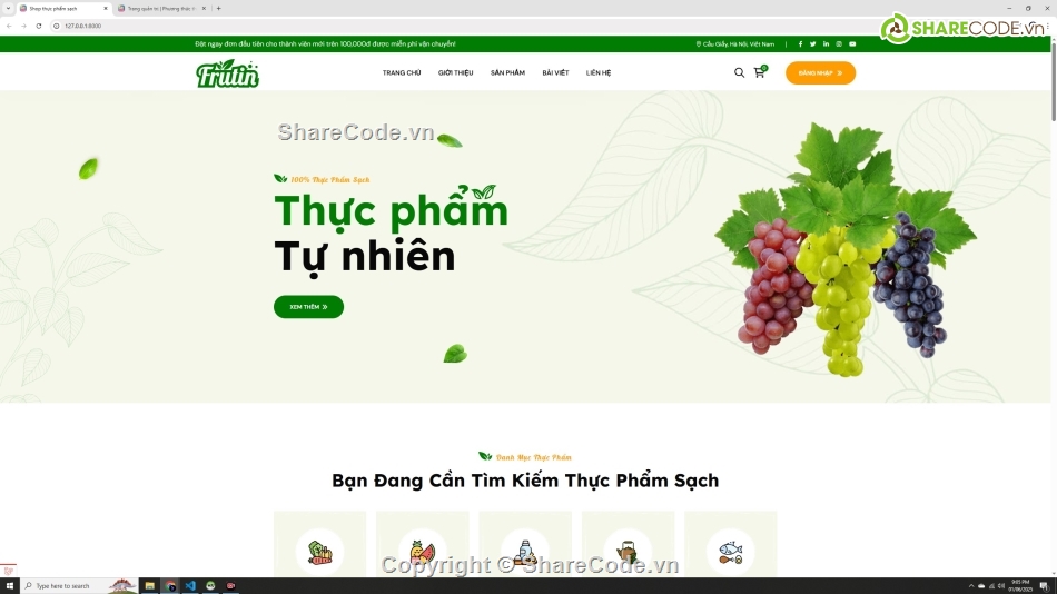 code web ẩm thực,đồ án web bán nông sản sạch,đồ án php bán rau sạch php mysql,đồ án bán thực phẩm php mysql