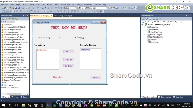 Ứng dụng món ăn,Visual C#,ứng dụng quán ăn,chọn món ăn