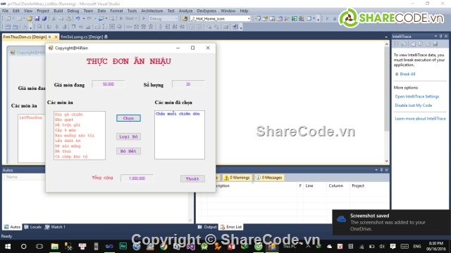 Ứng dụng món ăn,Visual C#,ứng dụng quán ăn,chọn món ăn