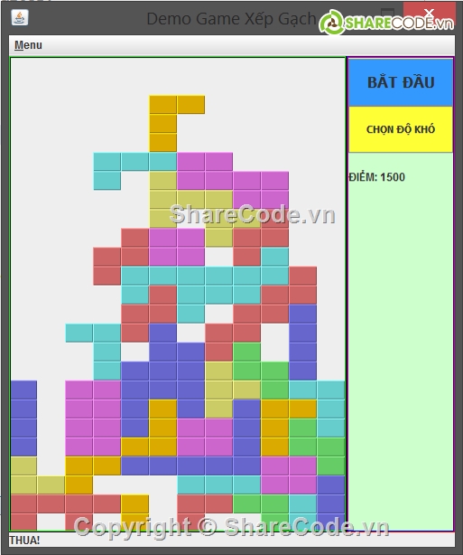 trò chơi Xếp Gạch,trò chơi xếp hình,source code game,ứng dụng game