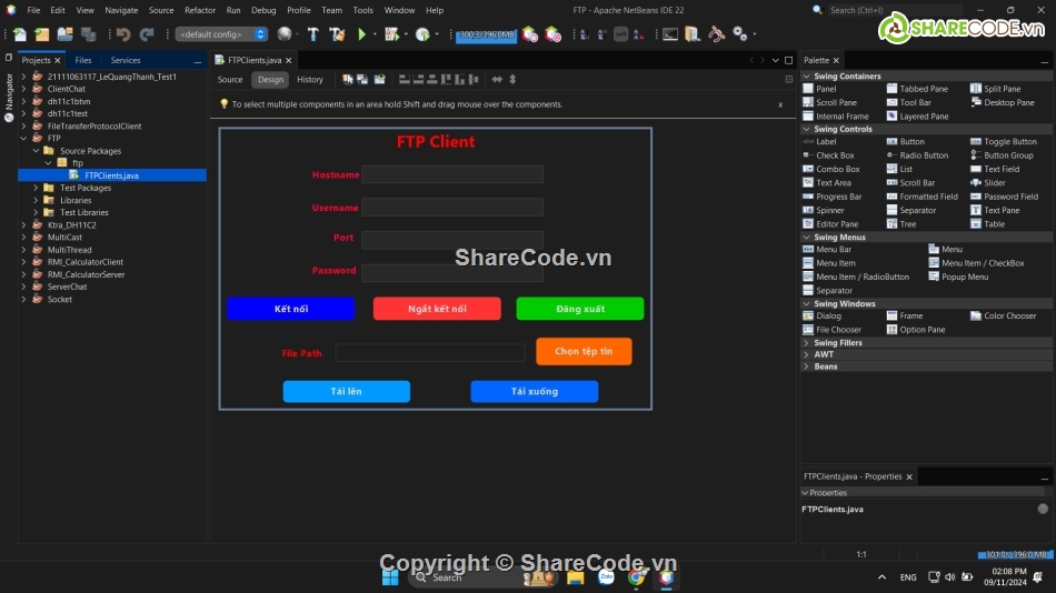 phần mềm,java netbeans,Share code,ftp