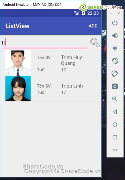 AdapterViewExample,Code android quan li sinh vien,Code android su dung SQLite,Code android thông tin sinh viên,app android quản lý sinh viên