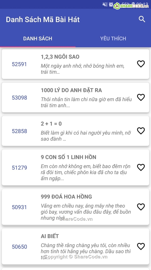 Ứng Dụng Danh Sách Bài Hát,danh sách bài hát,tìn kiếm bài hát,Ứng dụng bài hát android,nghe nhac,chương trình nghe nhạc