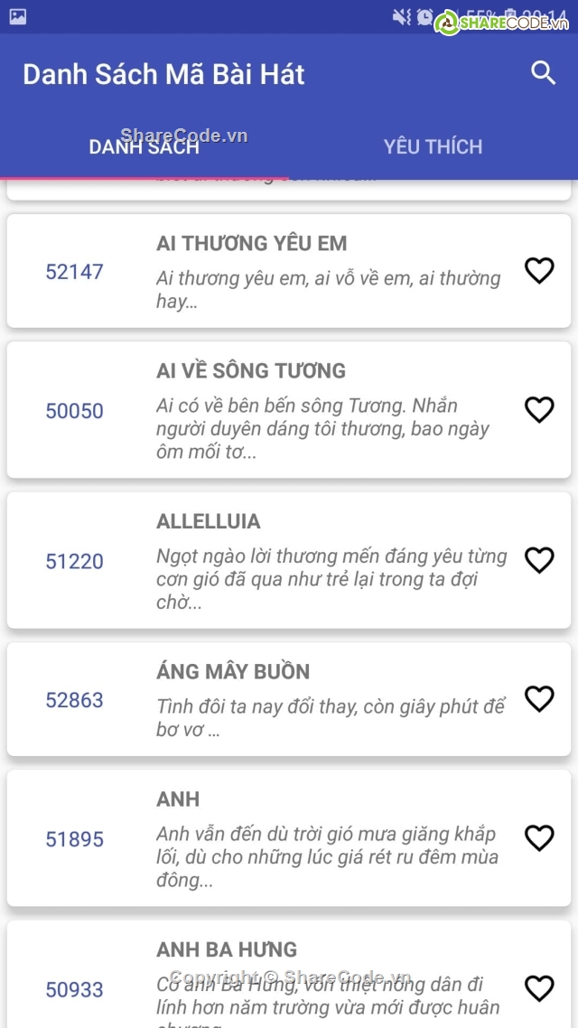 Ứng Dụng Danh Sách Bài Hát,danh sách bài hát,tìn kiếm bài hát,Ứng dụng bài hát android,nghe nhac,chương trình nghe nhạc