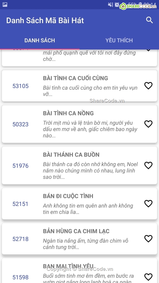 Ứng Dụng Danh Sách Bài Hát,danh sách bài hát,tìn kiếm bài hát,Ứng dụng bài hát android,nghe nhac,chương trình nghe nhạc