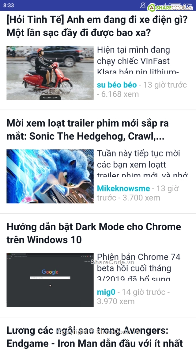 app tin tức,Swipe Refresh Layout,NestedScroll View,scroll view,View Pager,Image View