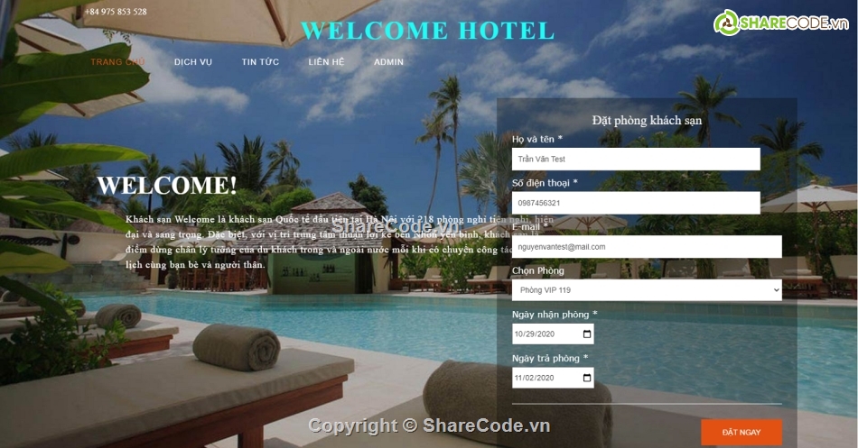 Website giới thiệu,quản lý khách sạn asp,quản lý khách san ASP .NET,website quản lý khách sạn,website quản lý khách sạn ASP .NET,Full code  đặt phòng Khách sạn ASP.NET