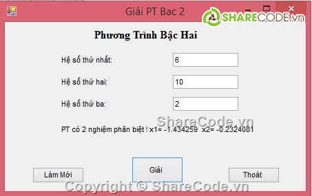 Giải phương trình bậc 2,ứng dụng giải phương trình,ứng dụng giải toán,giải phương trình