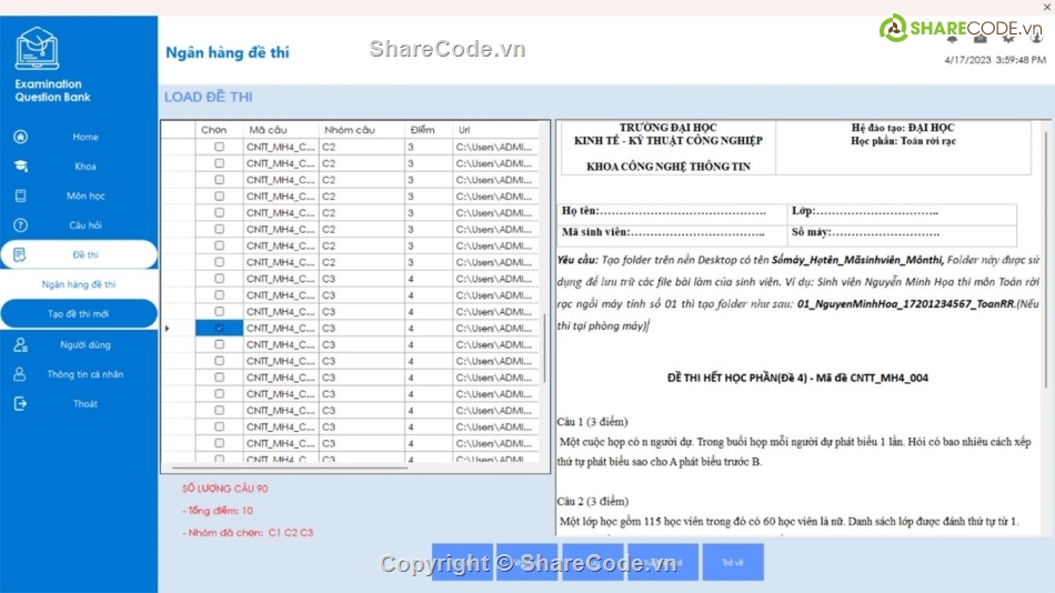 Code C# ngân hàng câu hỏi,phần mềm đề thi C#,C# sinh đề tự động,ngân hàng câu hỏi C#,đồ án luận văn C#,sinh đề thi tự luận C#