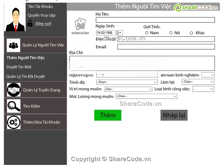 Code quản lý,C#,tìm việc