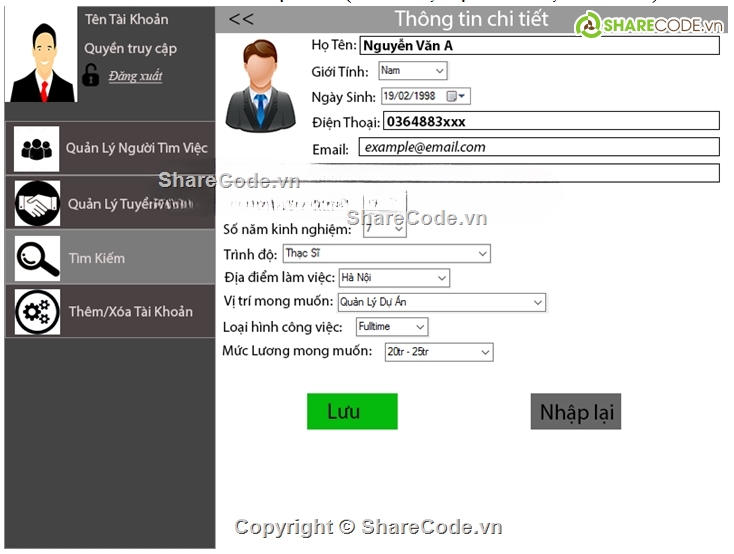 Code quản lý,C#,tìm việc