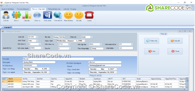visual c#,Quản lý thông tin,code quản lý cán bộ,quản lý cán bộ,quản lý cán bộ giảng viên