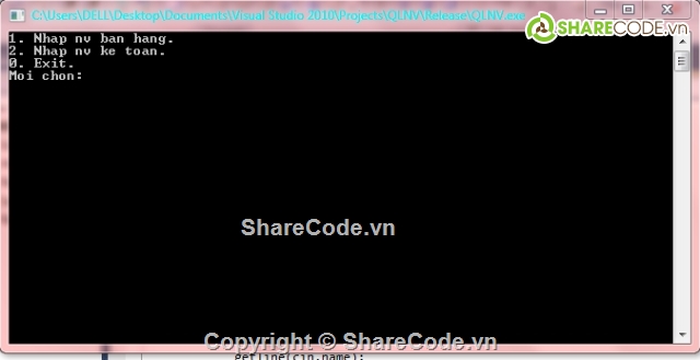 chương trình quản lí nhân viên bằng C++,code chương trình quản lí nhân viên,đồ án chương trình quản lí