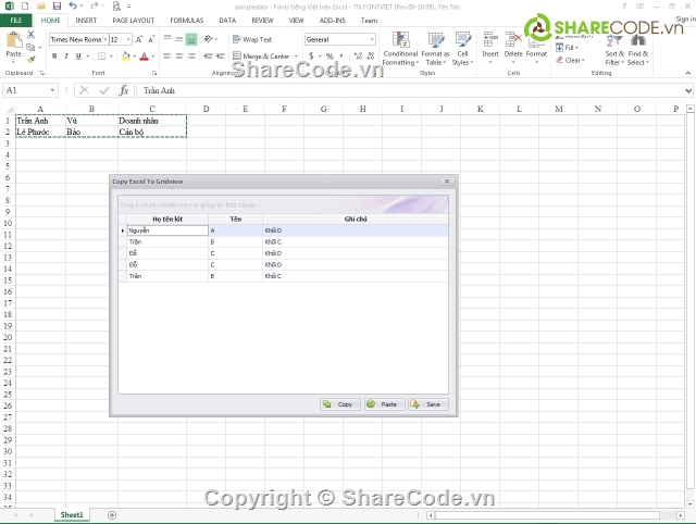 copy excel đến grid,copy clipboard đến gridview,excel to datagridview,Export từ Datagridview xuống Excel,code export excel,code đọc gridview