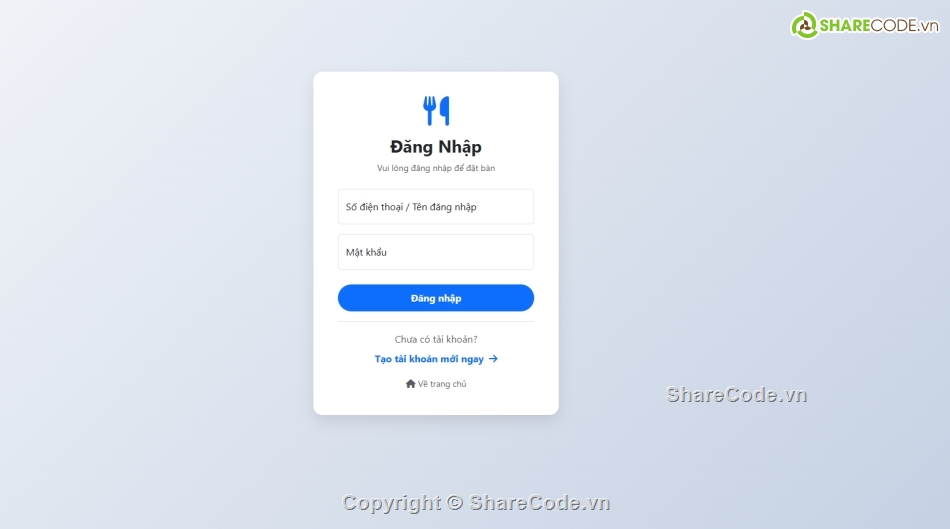 giao hàng,nhà hàng,đặt bàn nhà hàng,Code giao diện đẹp