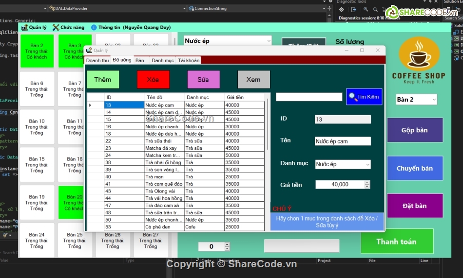 Code quản lý,quản lý,quản lý cà phê,chất lượng