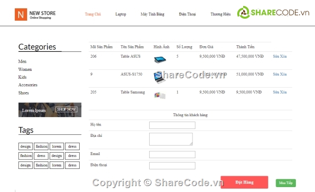Website bán hàng,code web bán hàng điện tử,website bán laptop,đồ án thương mại điện tử,website bán hàng