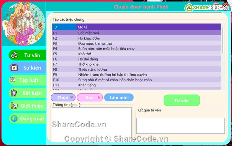 Code phần mềm quản lý,hệ chuyên gia,hệ chuyên gia chuẩn đoán bệnh,Báo cáo hệ chuyên gia