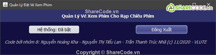 Báo cáo hệ phân tán,code java quản lý bán vé xem phim,quan ly ban ve xem phim,bán vé xem phim,hệ thống bán vé xem phim client server,Share code java quản lý bán vé