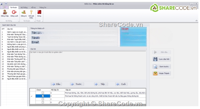 Code thi trắc nghiệm,đầy đủ chức năng,full báo cáo,full chức năng