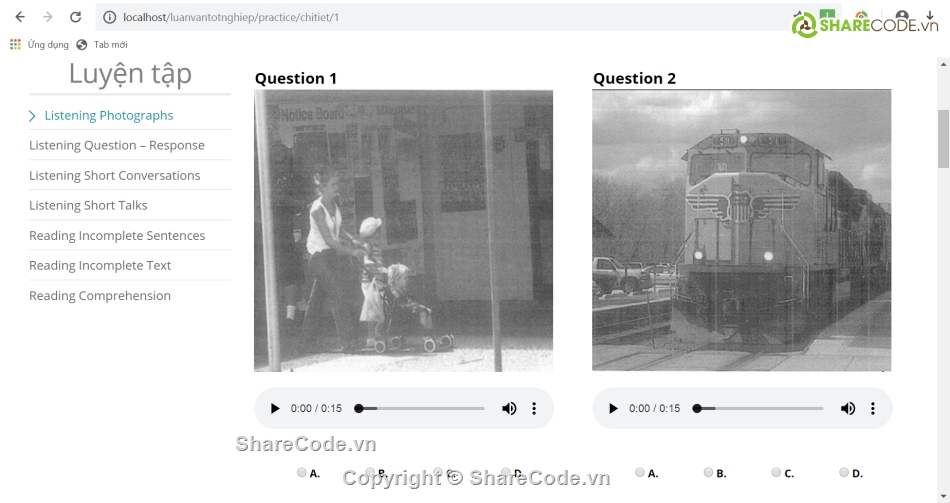 Code thi trắc nghiệm,trắc nghiệm tiếng anh,trắc nghiệm php