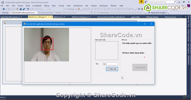 nhận dạng khuôn mặt,face detection,camera,nhận dạng khuôn mặt C#,face detection & recognition,nhận dạng trực tiếp khuôn mặt qua camera