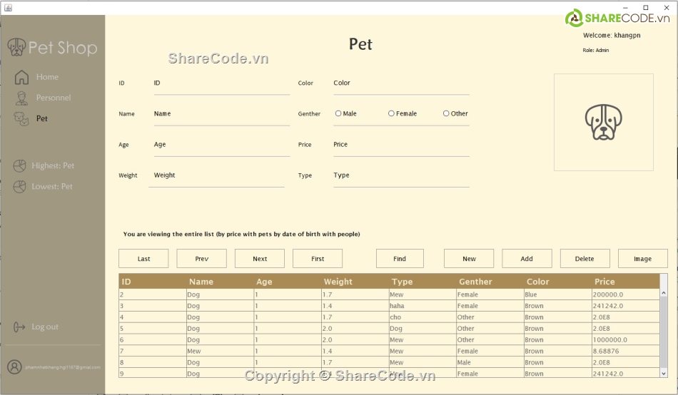 Code quản lý  thú cưng java,Source code quản lý  thú cưng,code quản lý  thú cưng,cửa hàng thú cưng java