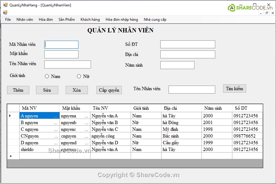 Code phần mềm quản lý,Phần mềm quản lý bán hàng,mô hình 3 lớp c#