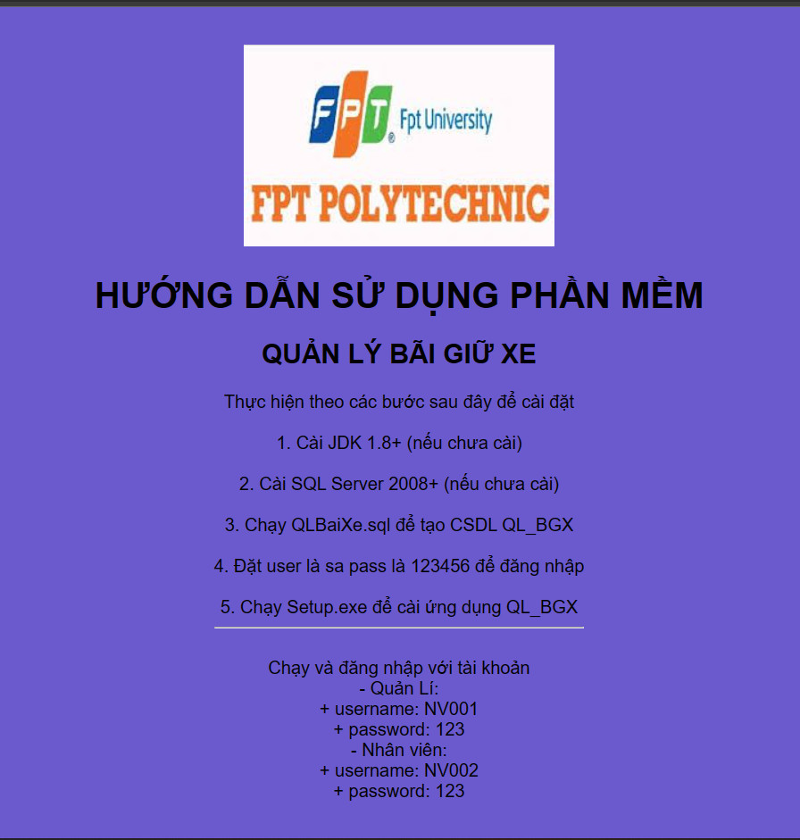assignment java,asm dự án mẫu fpolytechnic full code,quản lý giữ xe,quản lý bãi giữ xe,đồ án java swing