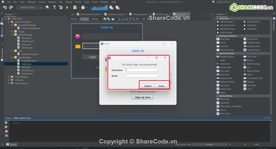 Code phần mềm quản lý,Java3,assignment java 3