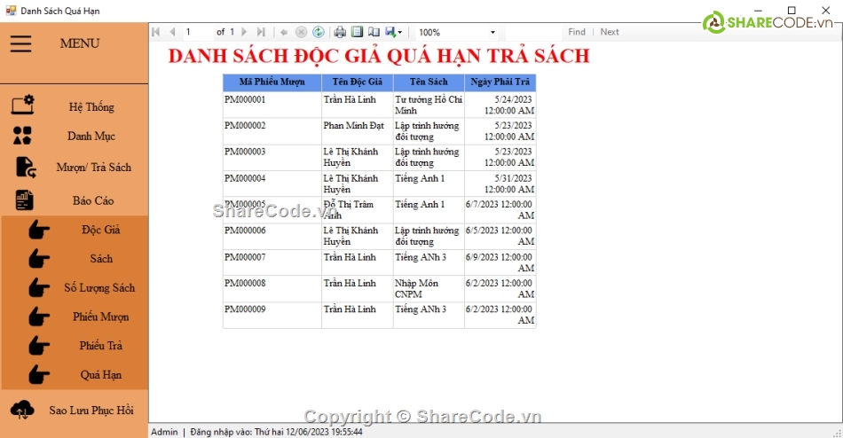 Code phần mềm quản lý,C# winform,mô hình 3 lớp,code c# quản lý thư viện,quản lý thư viện c#,winform quản lý thư viện