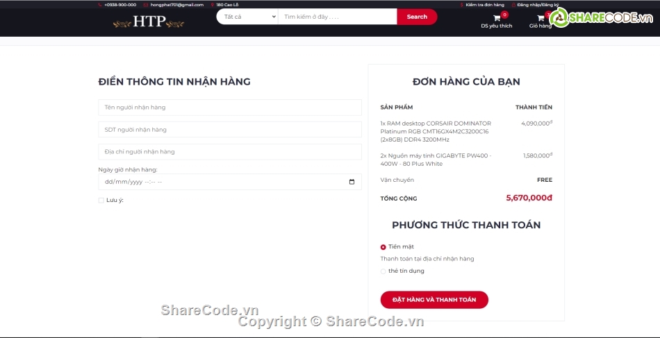 Web bán máy tính,Website bán linh kiện máy tính,linh kiện điện tử,Code bán máy tính