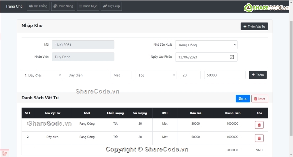 Code PHP Quản lý vật tư,Code web Quản lý vật tư,Code đồ án Quản lý vật tư,Code phần mềm quản lý,Quản lý vật tư Laravel,Code quản lý vật tư